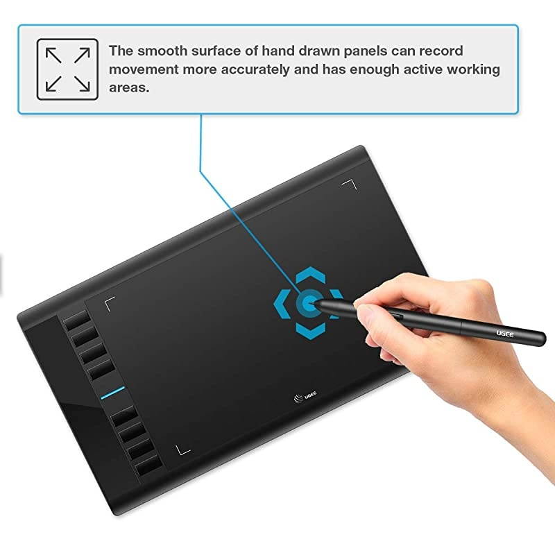 M708 Graphics Tablet 10 x 6 inch Large Active Area Drawing Tablet with 8 Hot Keys 8192 Levels Pen  M708 Graphic Tablets for Paint Digital Art Creation Sketch