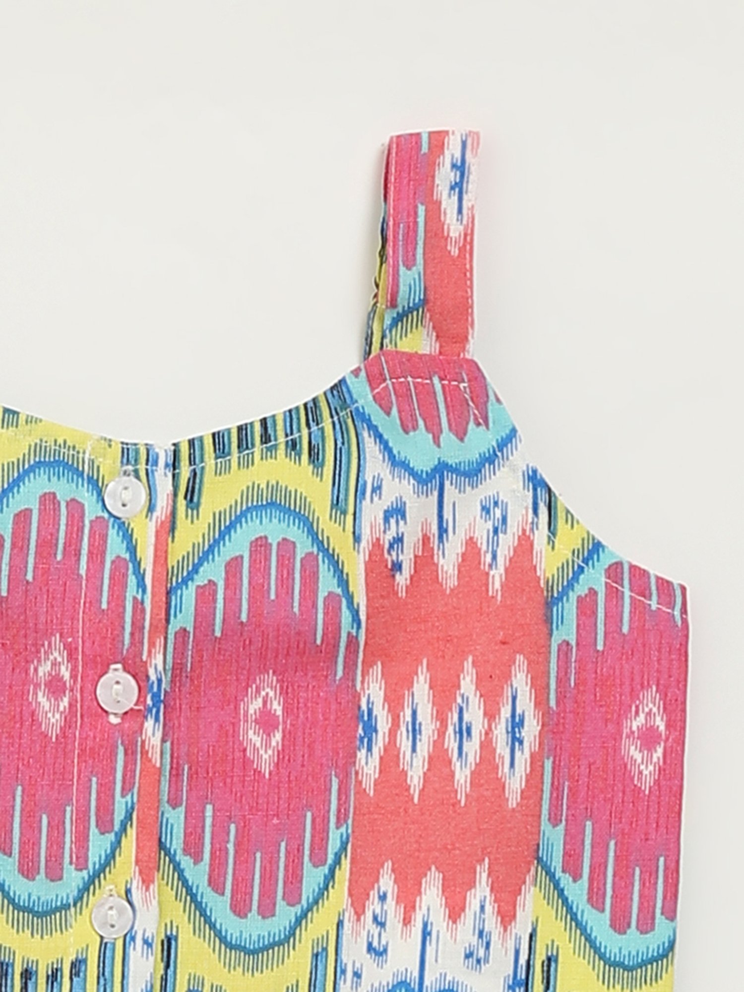 Utsa Kids by Westside Pink Ikat Printed Cotton Blend Top