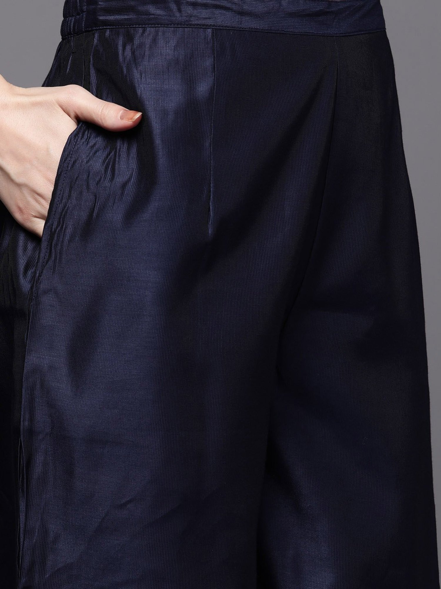 Indo Era Navy Printed Kurta Palazzo Set With Dupatta