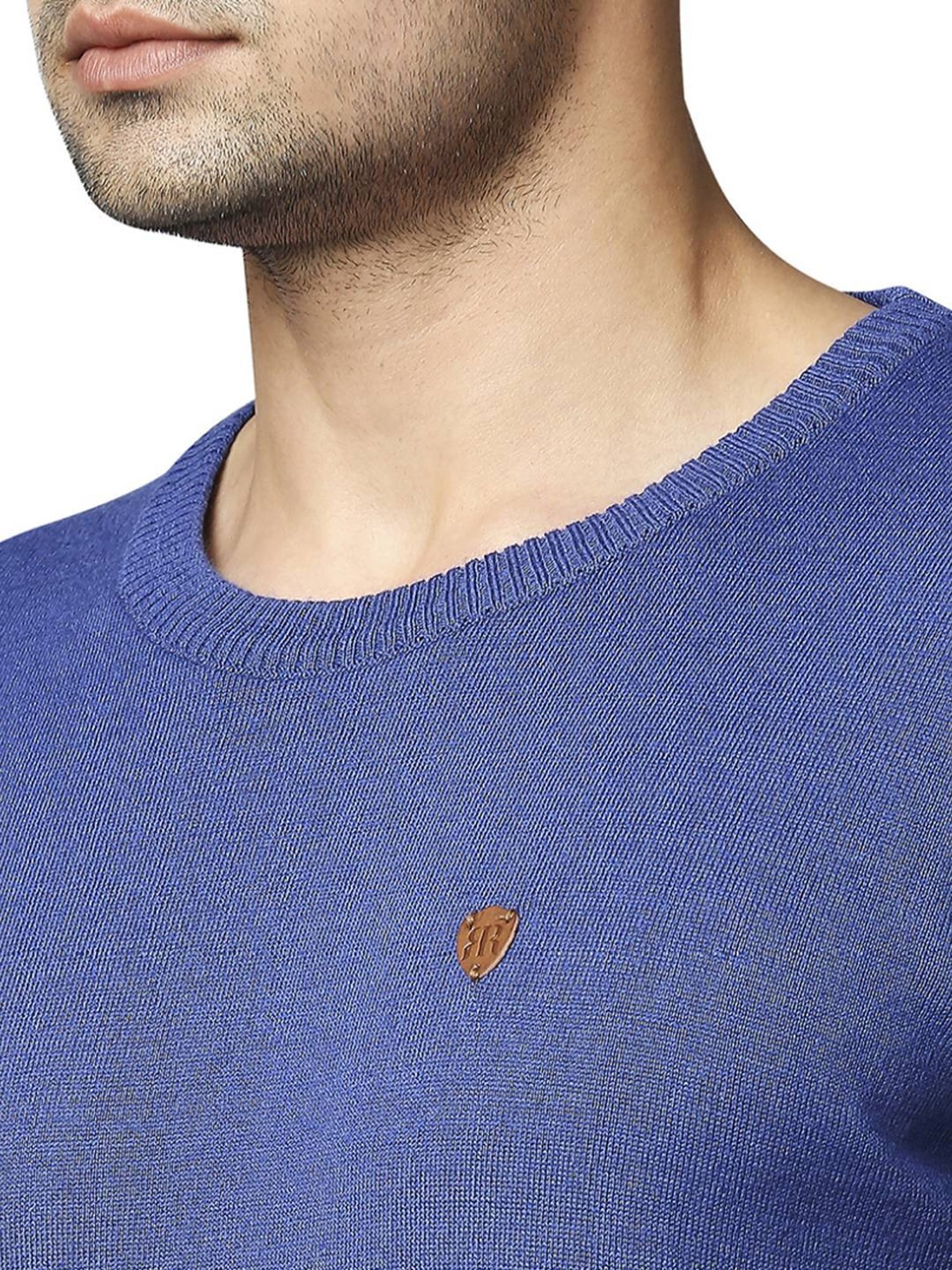 Raymond Blue  Regular Fit Striped Sweaters