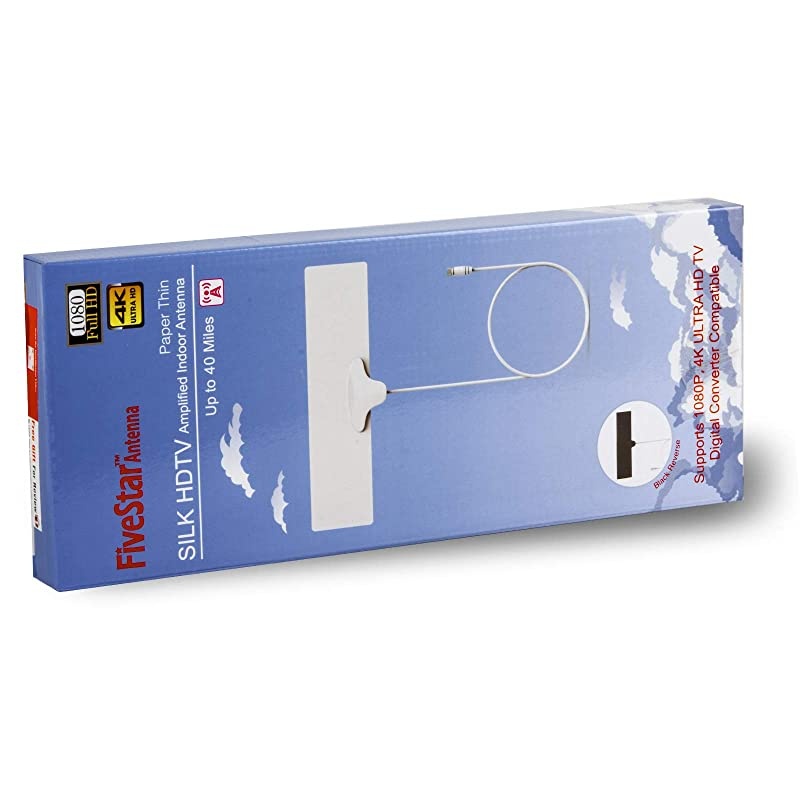 0.5mm Thick Reversible 40 Miles Digital TV Antenna Indoor, Portable with Enhanced VHF UHF Reception, Adjustable HDTV Amplifier Signal Booster, HD 4K 1080P 10ft Coax Cable Free TV