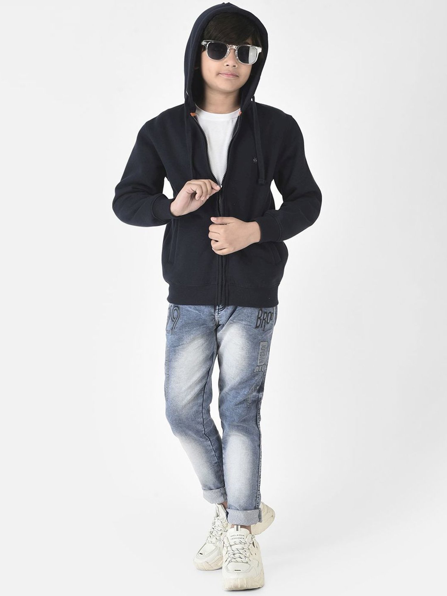 Crimsoune Club Kids Navy Regular Fit Full Sleeves Sweatshirt