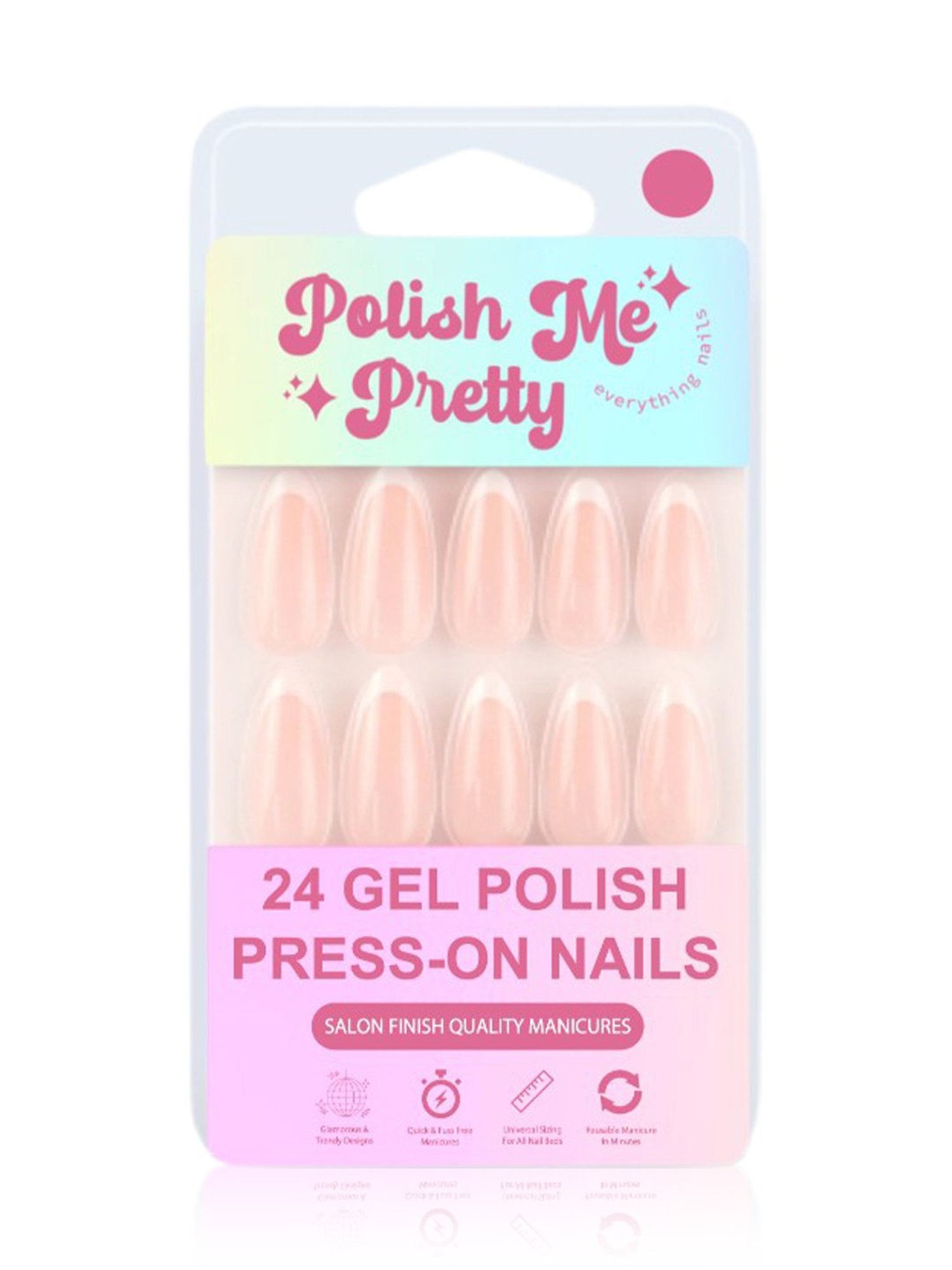 Polish Me Pretty Gel Polish Press On Nails French Vanilla - Set of 24