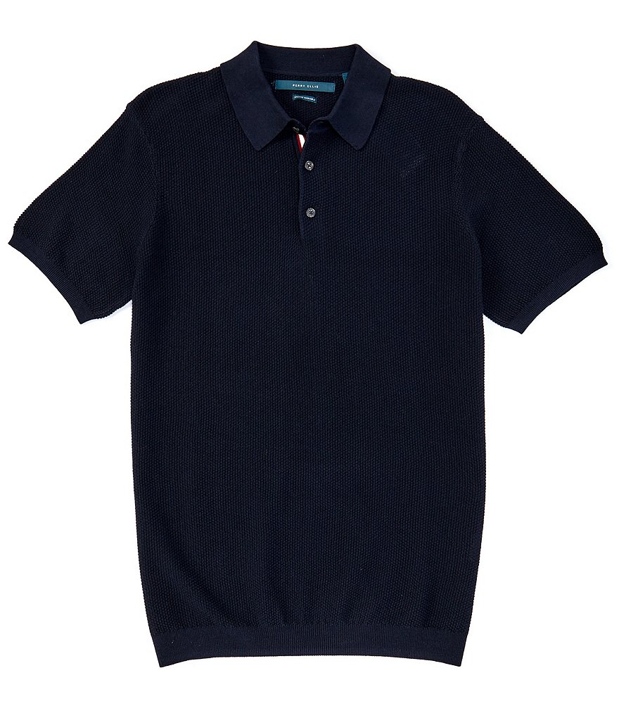 Perry Ellis Open Stitch Short-Sleeve Polo Shirt