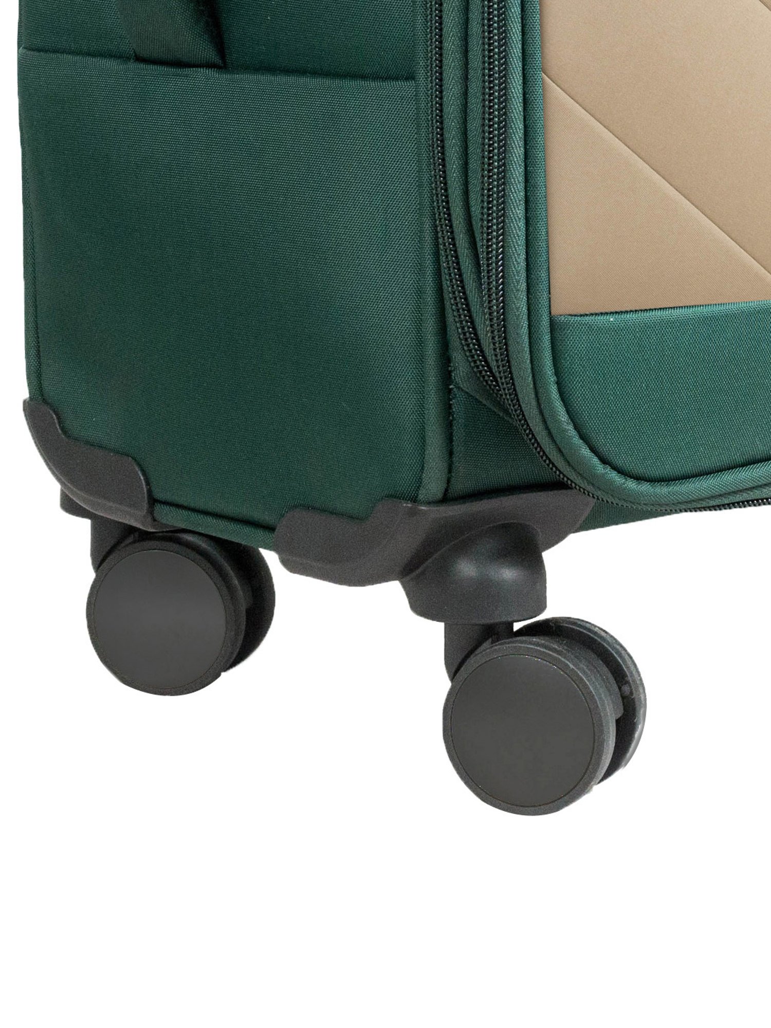 Carriall Green & Beige 4 Wheel Medium Soft Cabin Trolley Pack of 2 - 68 cm