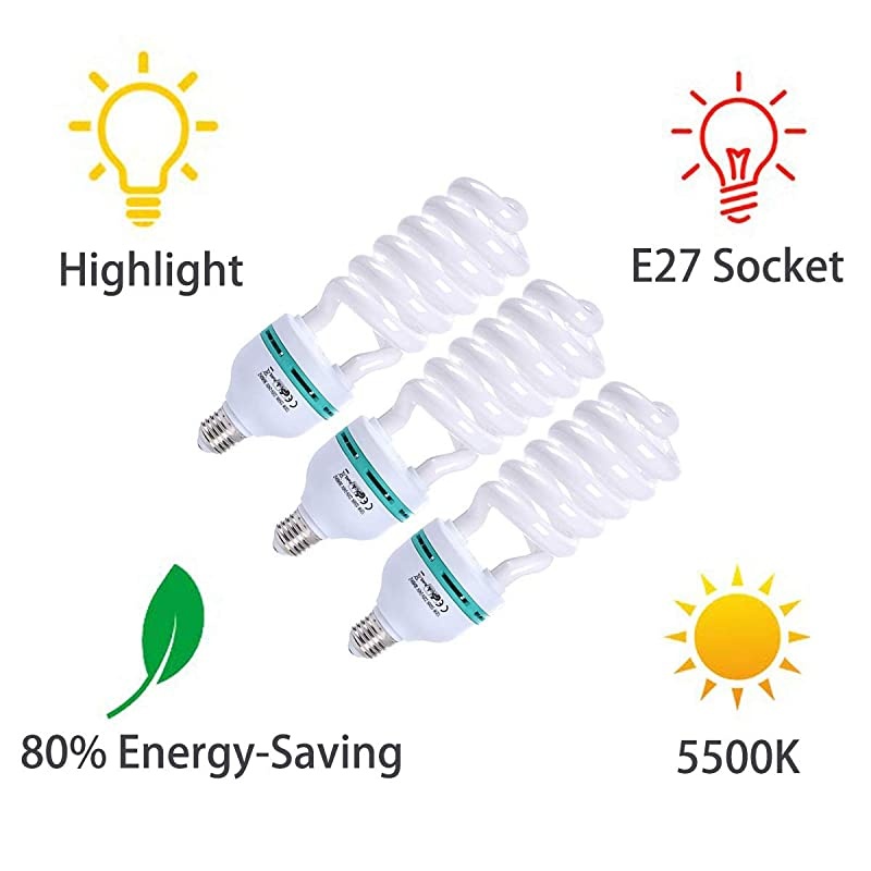 Lighting Kit, 135W 5500K LED Bulb 50x70cm with Socket Continuous Photography Lighting Kit for YouTube Video, Portrait for Studio Lighting