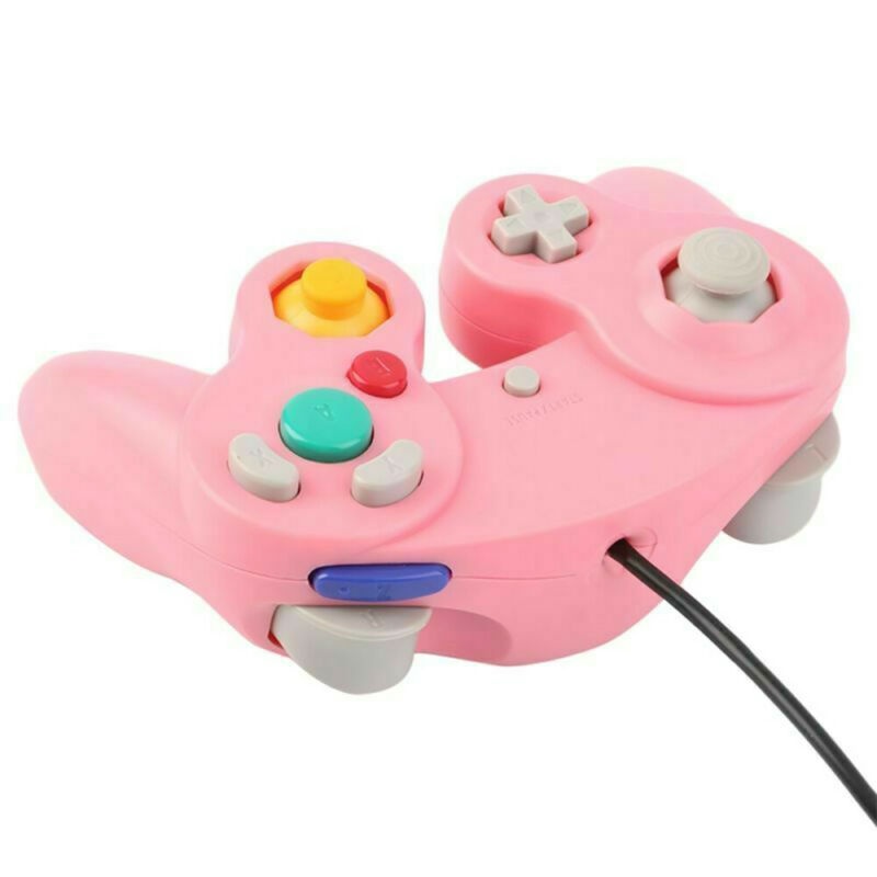 Vicabo HY-5101 Wired NGC Game Controller for Gamecube, Single-point Vibration Gamepad, for PC / Windows / MAC - Pink