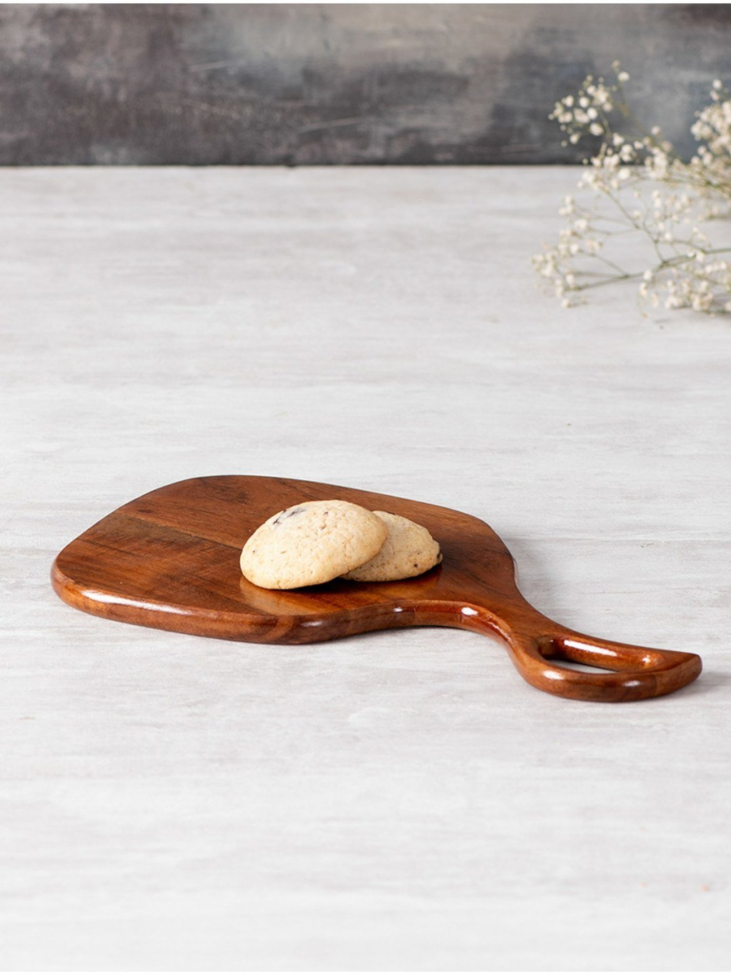 Nestroots Serving Platter Cheese Snack Pizza Wooden Round Serving Tray with Handle Cheese Board
