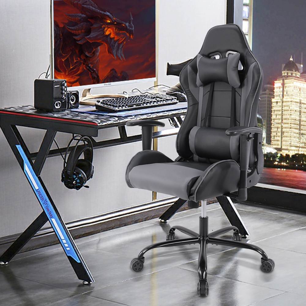SMUGDESK Gaming Chair, Ergonomic Office Chair Racing Style Computer Gaming Chair High Back Game Chairs Comfortable Desk Chair with Lumbar Support, Grey