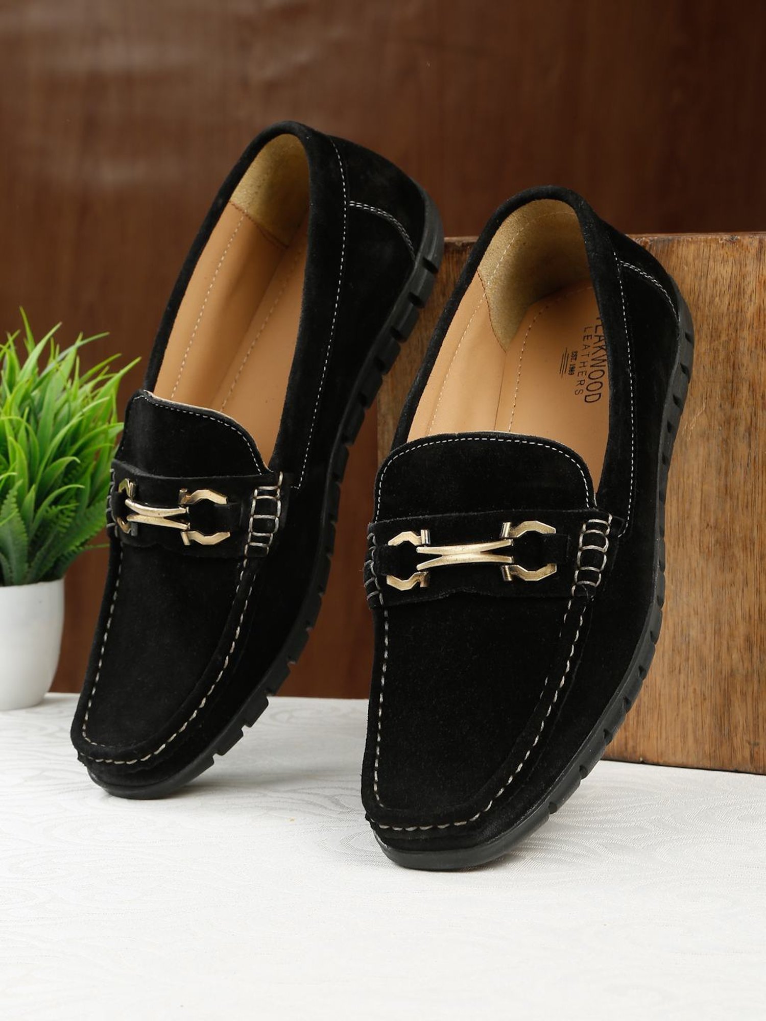 Teakwood Leathers Men's Black Casual Loafers
