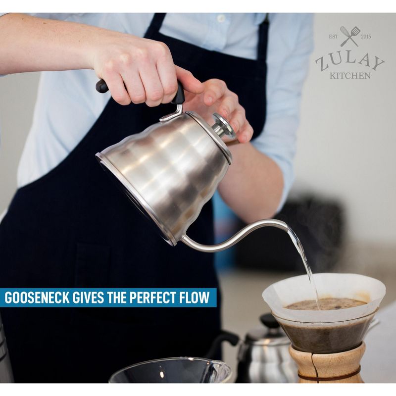 Zulay Kitchen Pour Over Kettle, 34 fl oz | 1 Liter - Top-Grade Stainless Steel Gooseneck Kettle with Built-In Thermometer