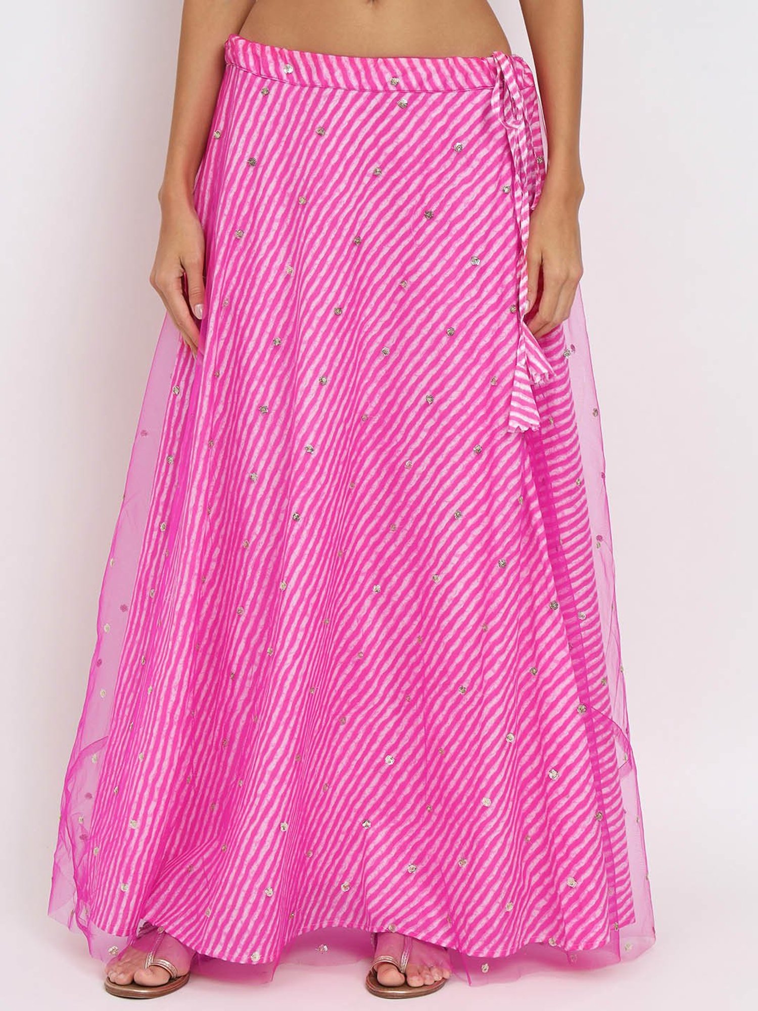 studiorasa Pink Net Printed Skirt