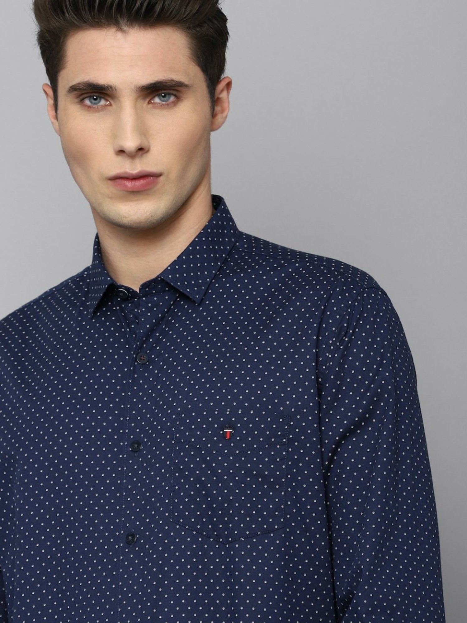 Louis Philippe Sport Navy Cotton Slim Fit Printed Shirt