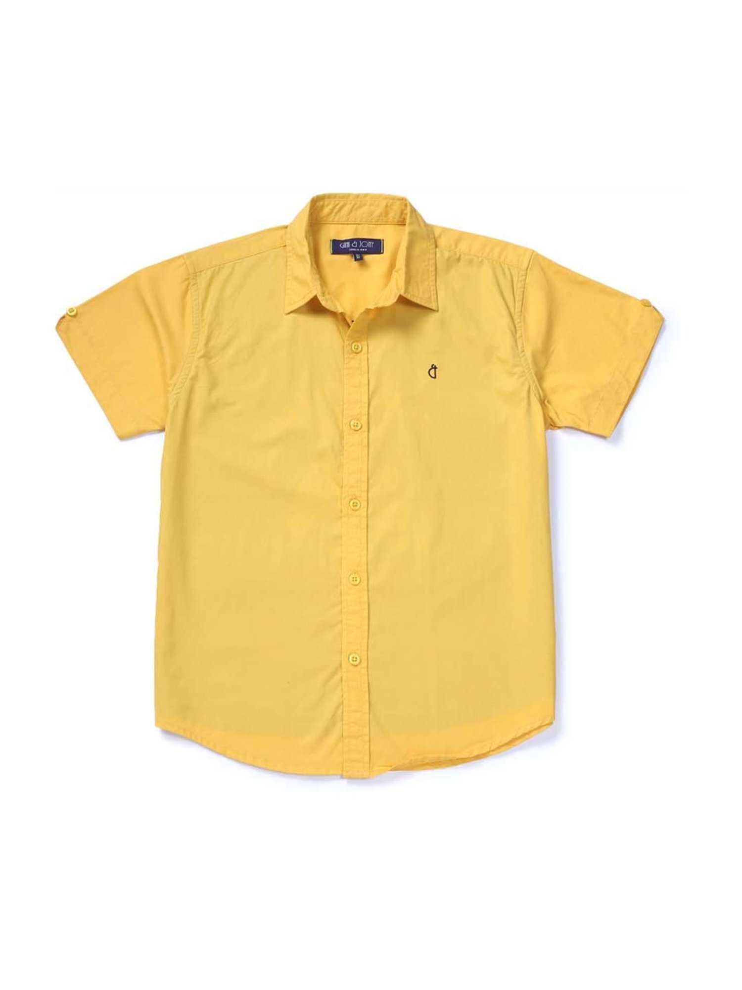 Gini & Jony Boys Yellow Cotton Regular Fit Shirt
