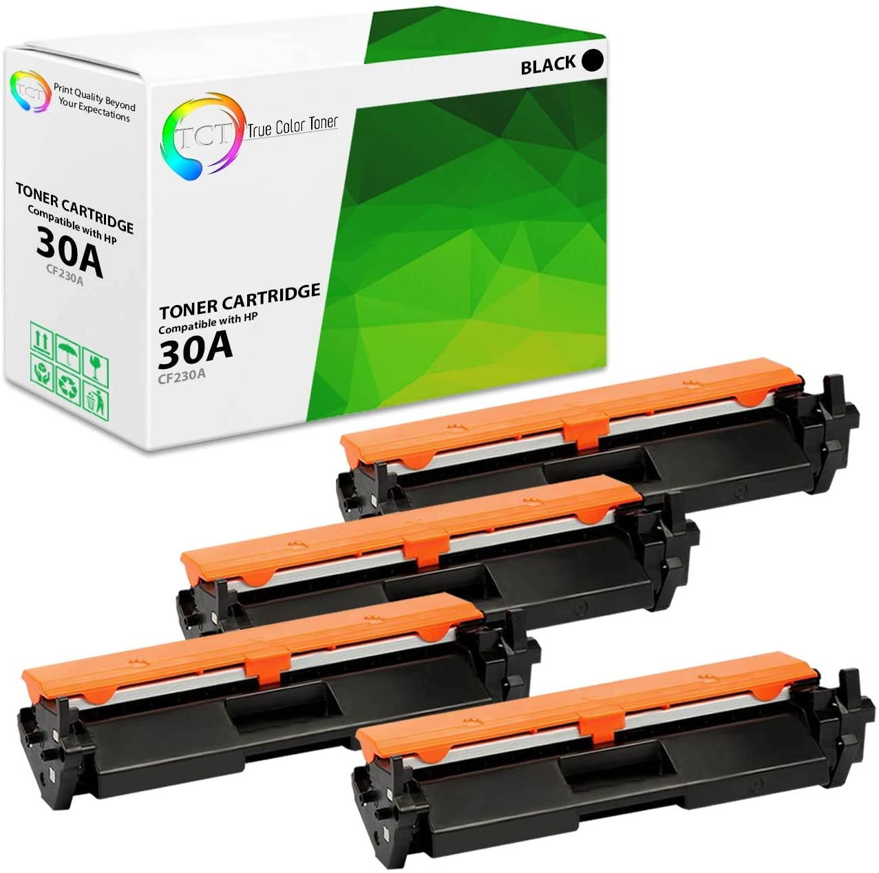 TCT Premium Compatible Toner Cartridge Replacement for HP 30A CF230A Black Works with HP Laserjet Pro M203dw M203dn M203d, MFP M277sdn M227fdw M277fdn Printers (1,600 Pages) - 4 Pack