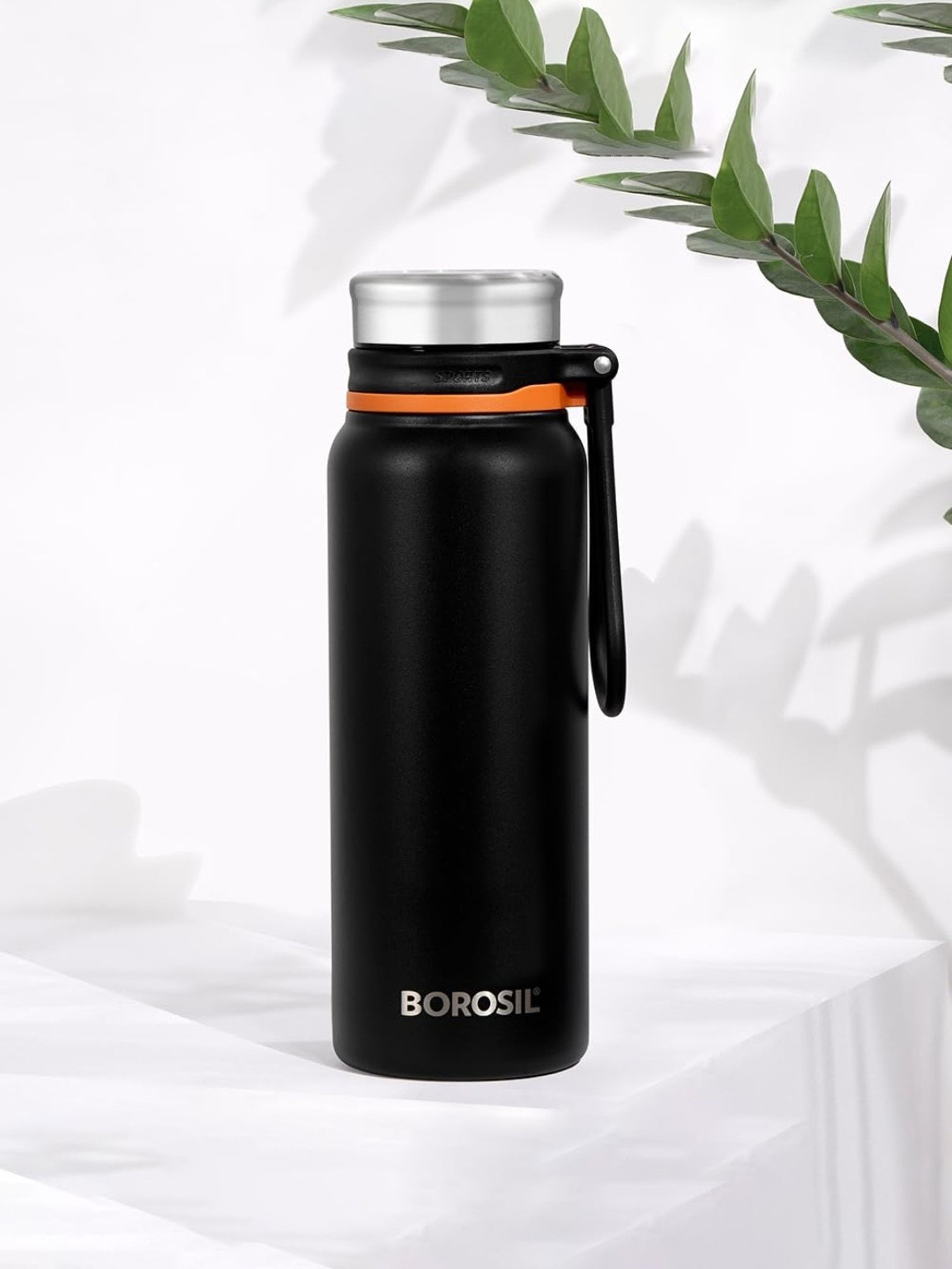 Borosil Black Stainless Steel Double Wall Vaccum Insulated Water Bottles (830ml)