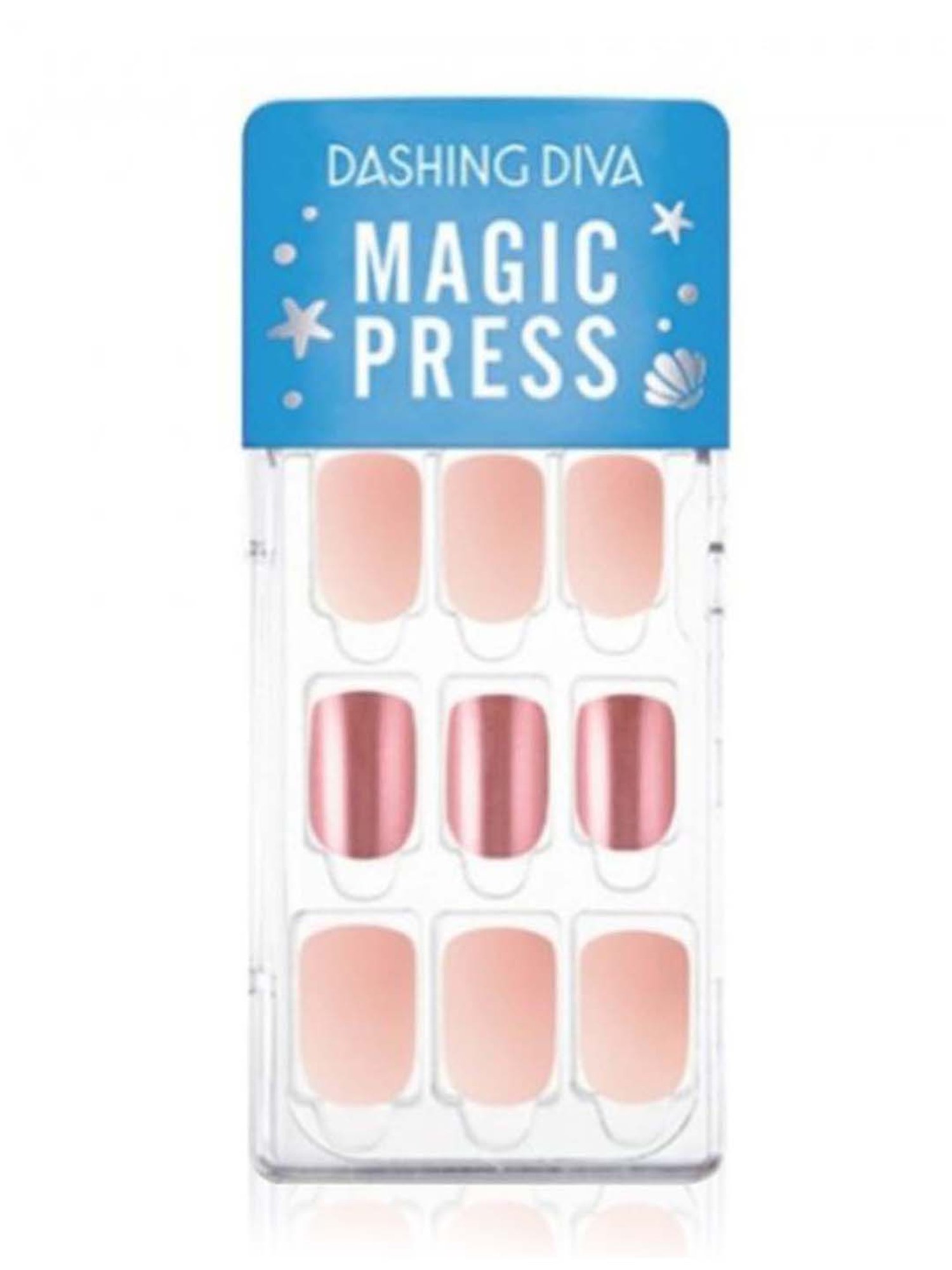 Dashing Diva Magicpress Milky Pink Metal Fake Artificail Full Peel Off Nails