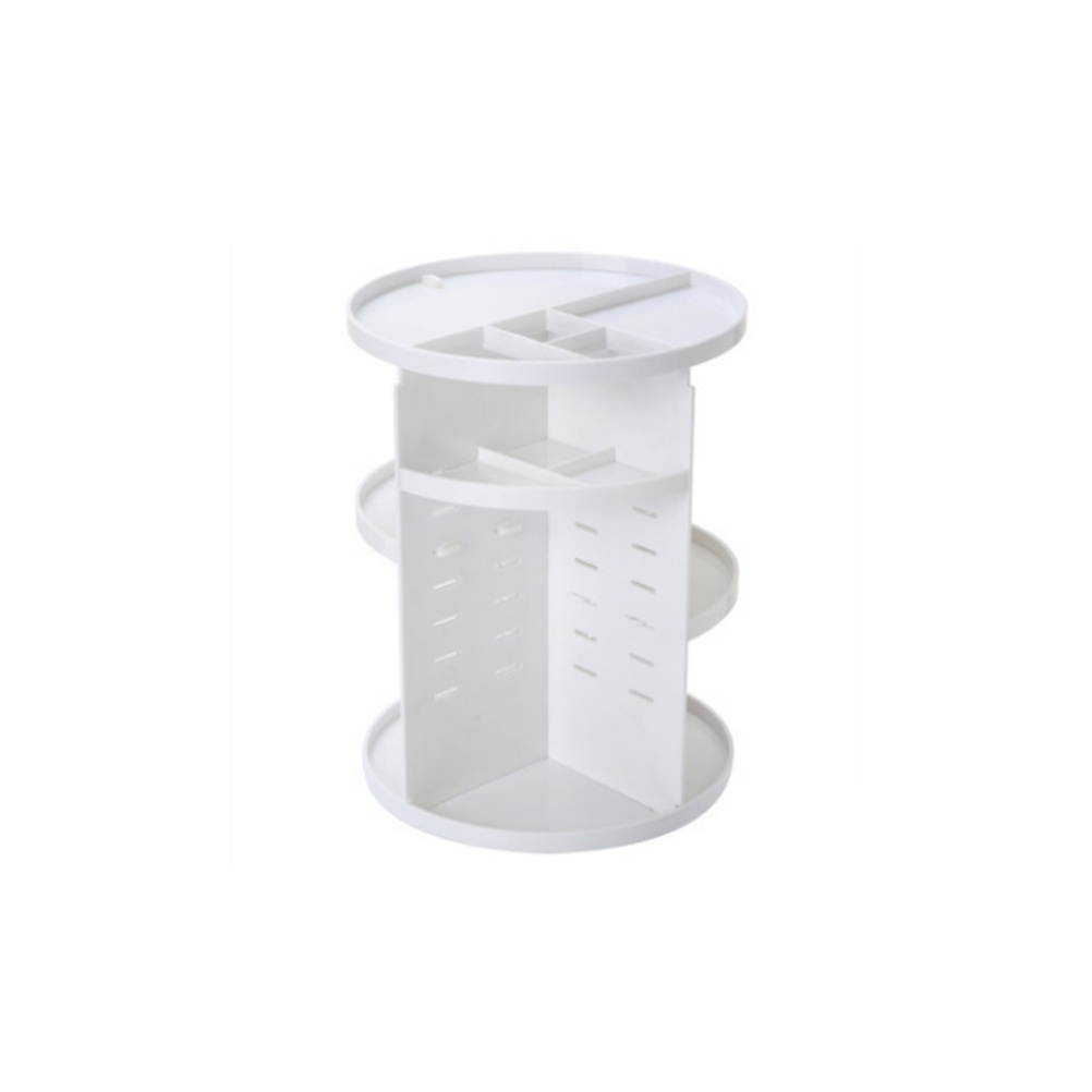 360 Rotating Cosmetic Organizer Rack Shelf Round Rotated Makeup Jewelry Holder Storage Box Case (Black)