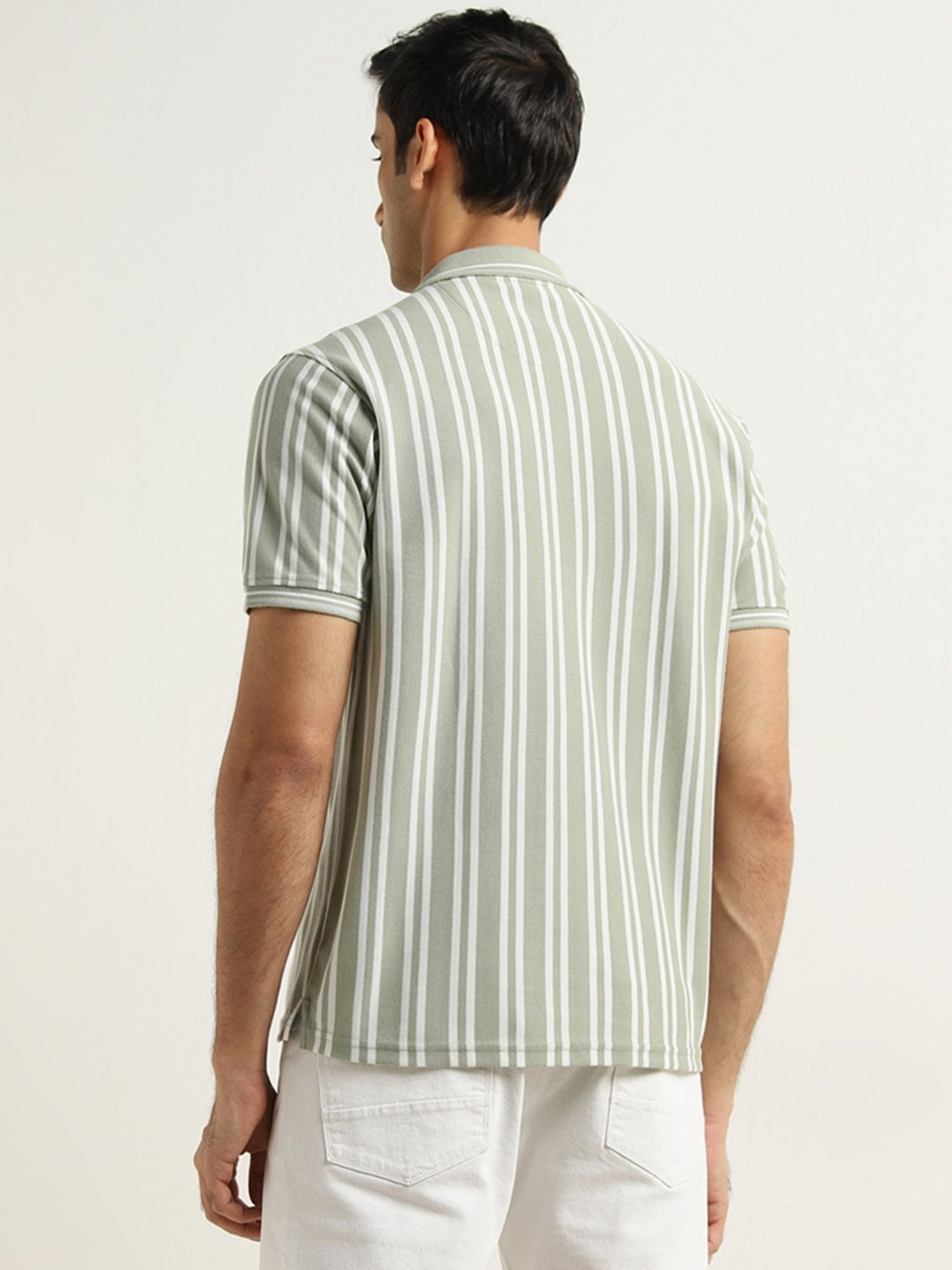 WES Casuals by Westside Sage Striped Relaxed-Fit Polo T-Shirt