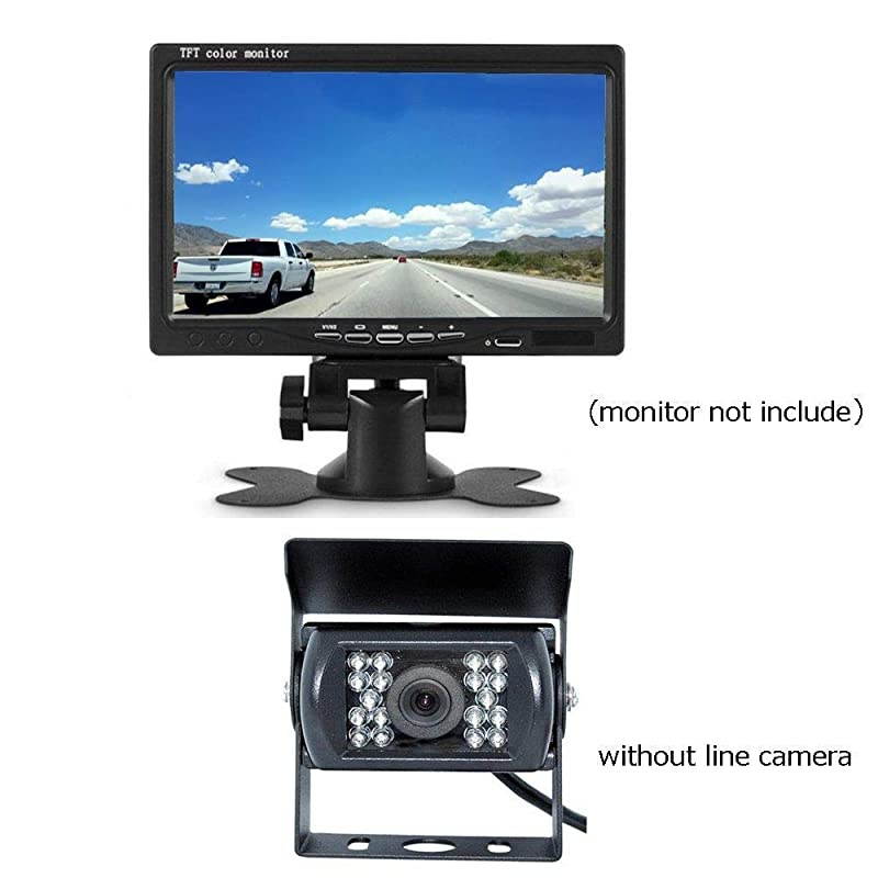 Truck Backup Camera Heavy Duty 18 LED IR Night Vision Waterproof Vehicle Rear View Camera 12 V 24V Backup Camera Without Guide Line Rear Camera + 328 ft Cable