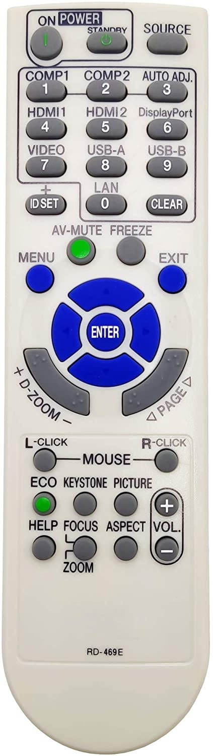 INTECHING RD-469E Projector Remote Control for NEC NP-M282X M283X M302 M303WS M322 M323 M332XS M333XS M352WS M353WS M362 M363 M402 M403 ME301 ME331 ME361 ME401 U321 UM301 UM351 UM352 UM361 V302 V332