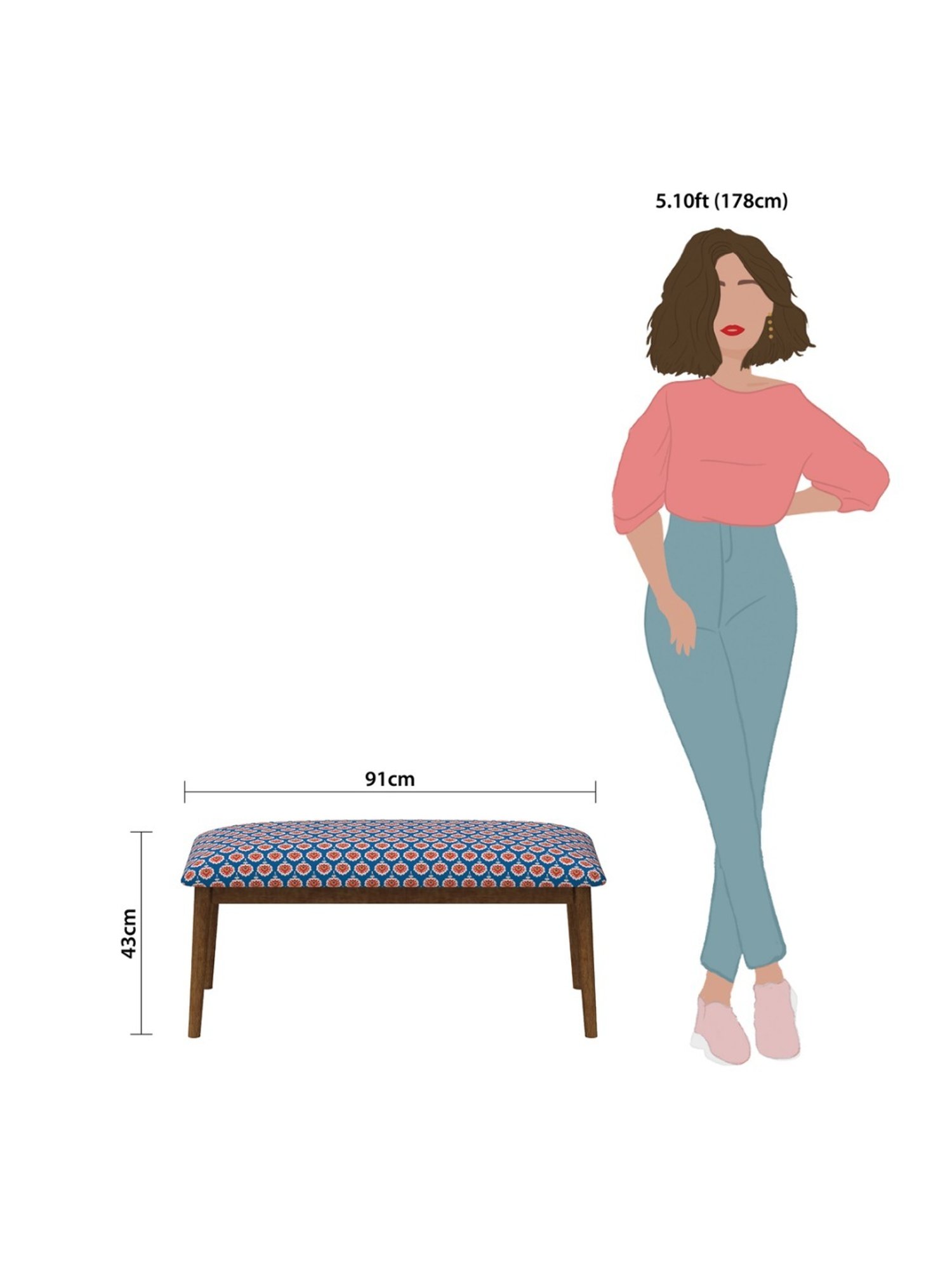 Chumbak Jodhpur Sailor Solid Blue Sheesham Wood Bench