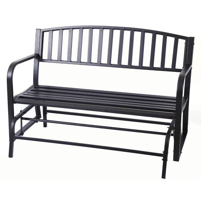 Gardenised Black Steel Patio Garden Park Yard  50" Outdoor Swing Glider Bench Powder Coated