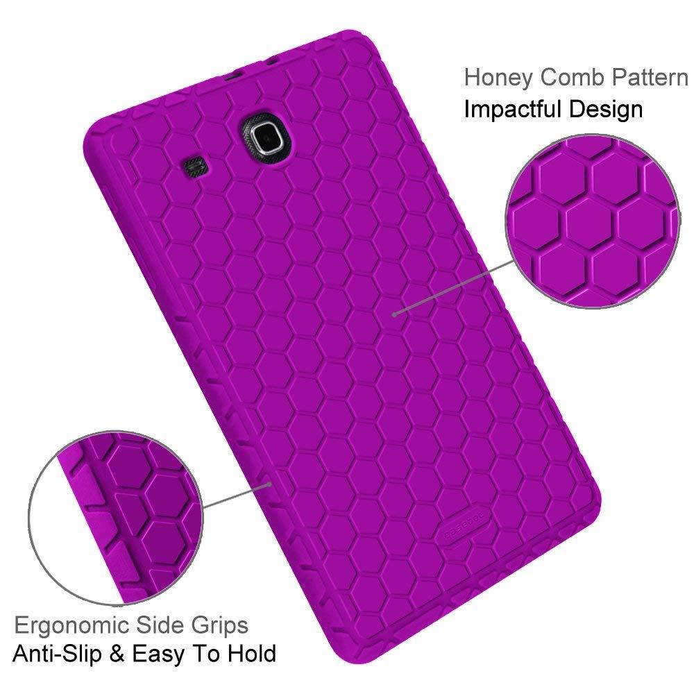 Fintie Silicone Case for Samsung Galaxy Tab E 9.6 - [Honey Comb Series] Light Weight [Anti Slip] Shock Proof Cover [Kids Friendly] for Tab E Wi-Fi/Tab E Nook/Tab E Verizon 9.6-Inch Tablet, Purple