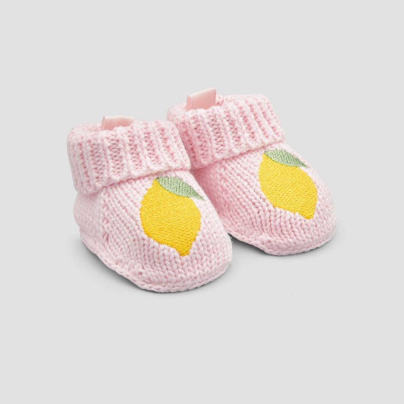 Baby Girls' Lemon Knit Slippers - Just One You® made by carter's Pink Newborn
