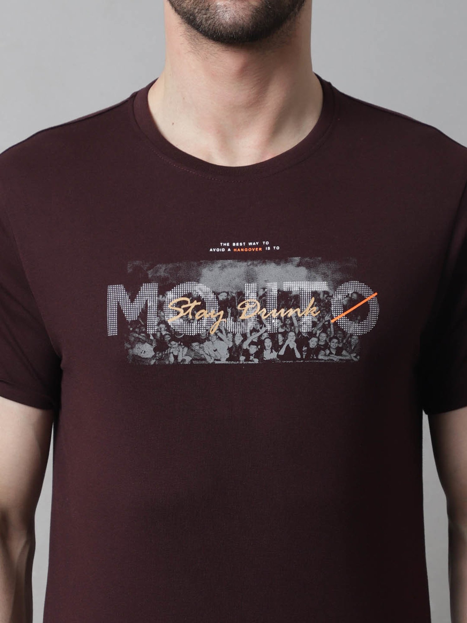 Venitian- Forbidden Clothing Wine Slim Fit Printed T-Shirt