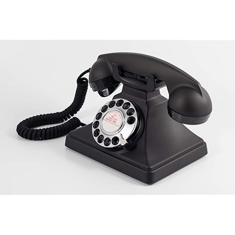 200 Classic Vintage Phone Rotary Dial Cloth Cord Traditional Bell Ring Tone Black