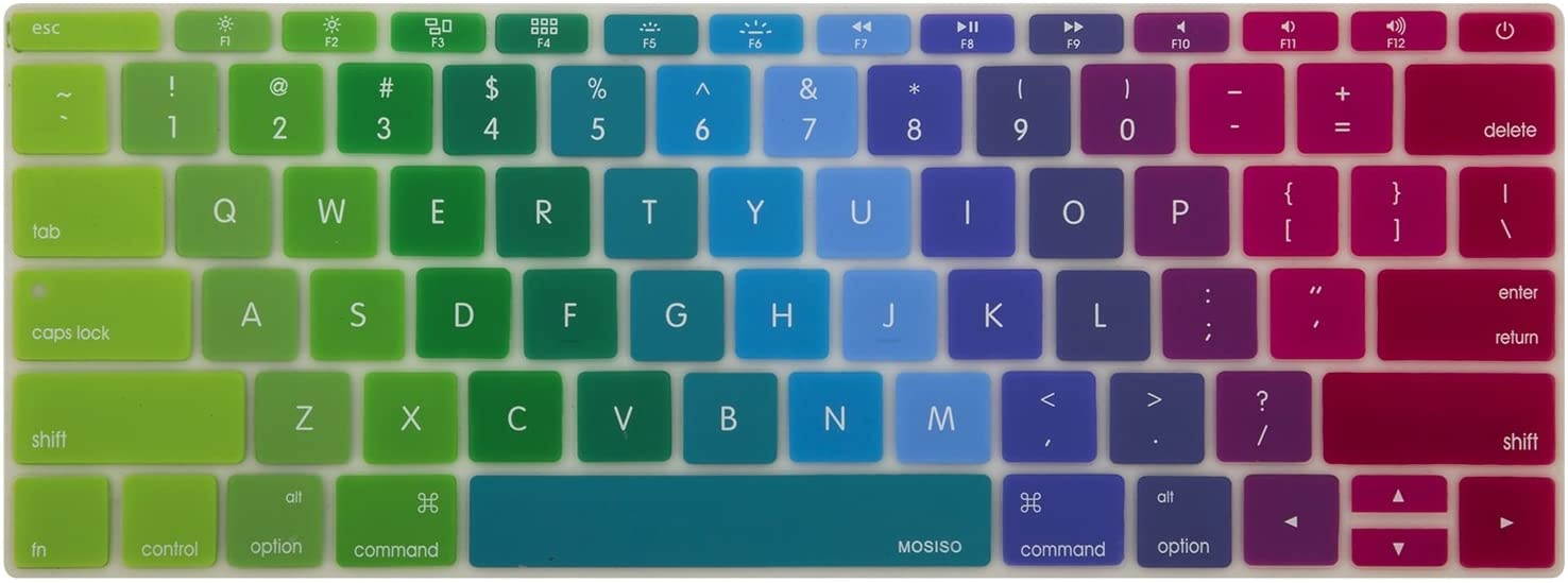 MOSISO Silicone Pattern Keyboard Cover Protective Skin Compatible with MacBook Pro 13 inch 2017 & 2016 Release A1708 Without Touch Bar, MacBook 12 inch A1534, Blue and Pink