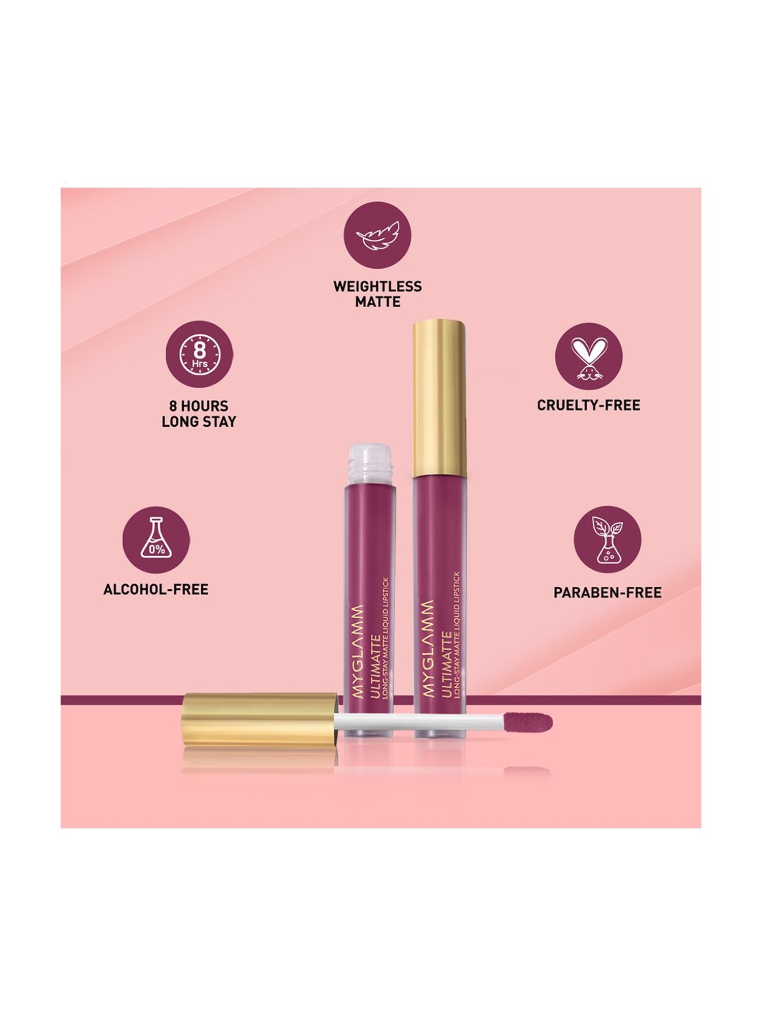 MyGlamm Ultimatte Long Stay Matte Liquid Lipstick Plum Goddess - 2.5 ml