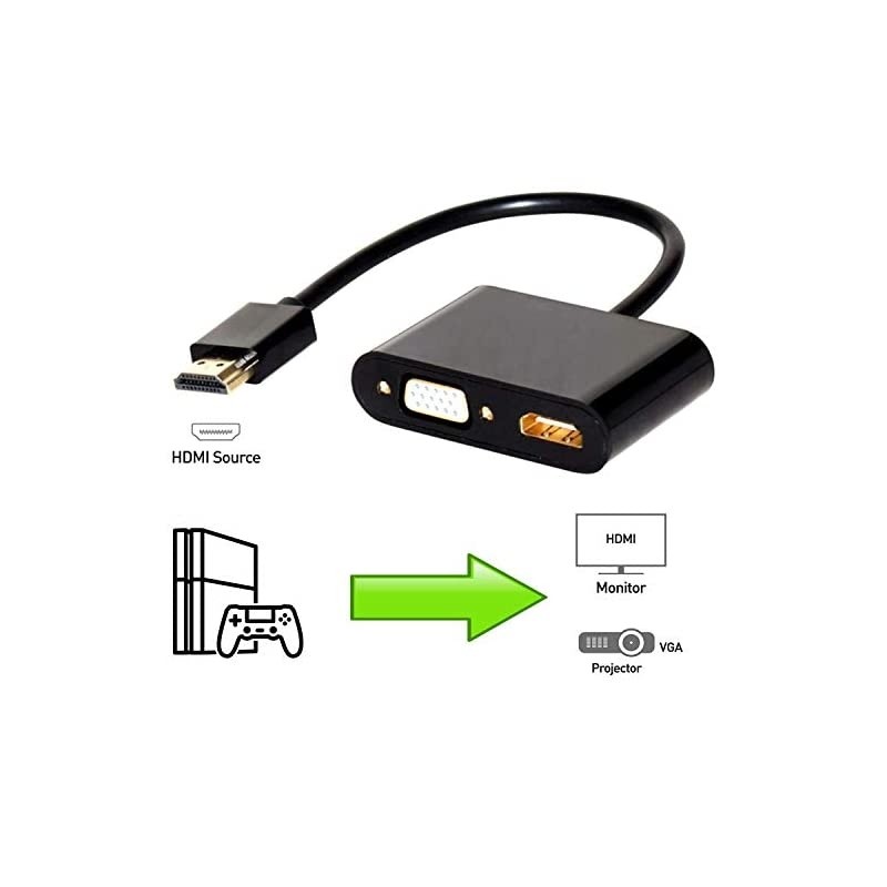 HDMI to VGA HDMI Converter Splitter Cable Adapter with Audio Active HDMI to VGAHDMI VideoAudio Cable Converter Supports HDMIVGA Out Simultaneously for PS4 Apple TV PC Laptop and More