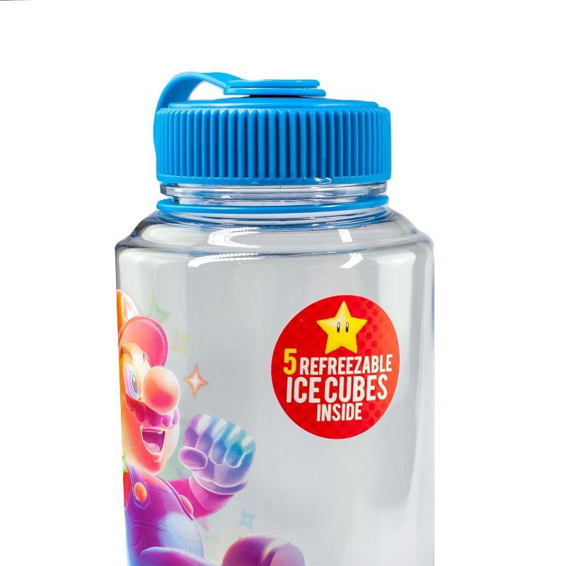 Just Funky Super Mario Bros 6-Inch Plastic Water Bottle | Super Star Ice Cubes