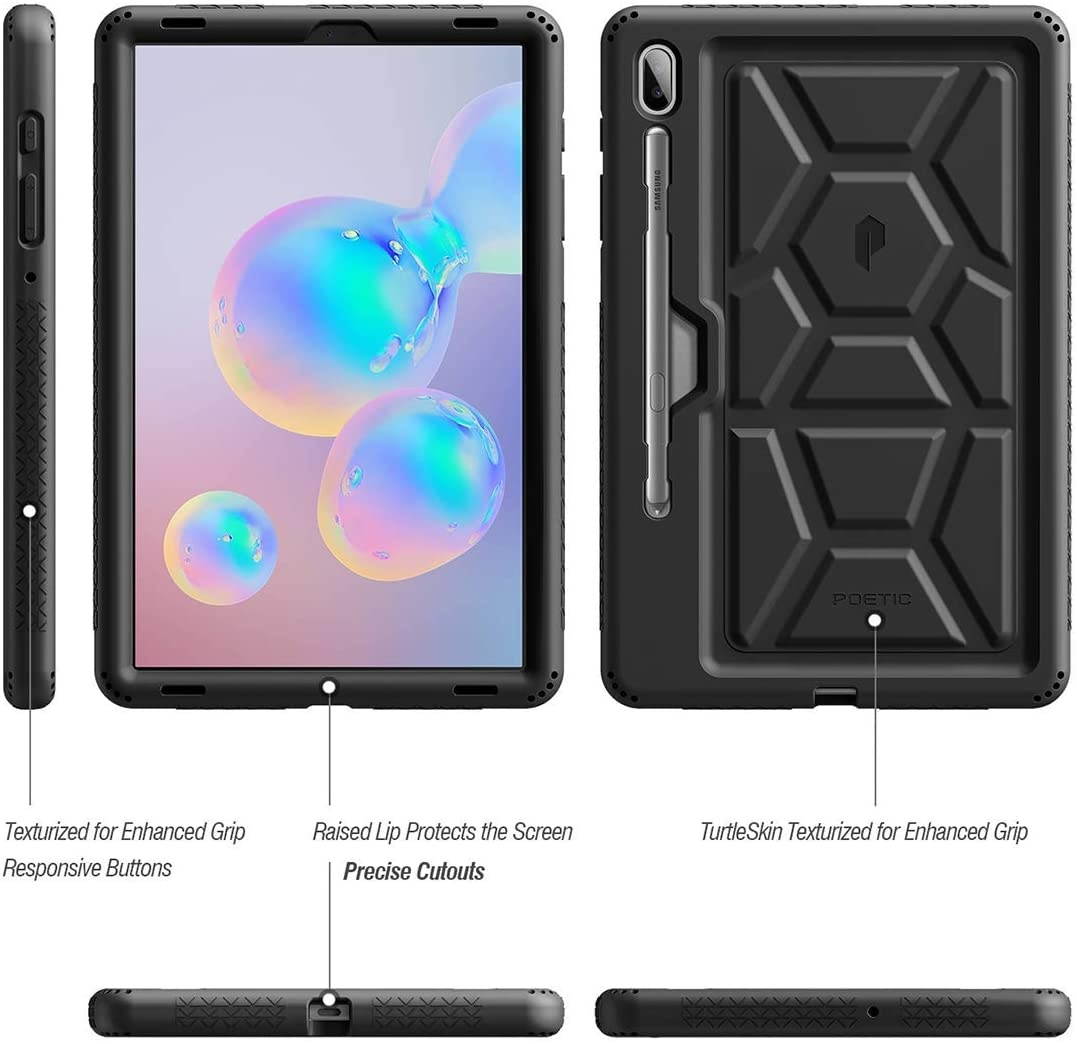 Galaxy Tab S6 Tablet Case, Poetic Heavy Duty Shockproof Kids Friendly Silicone Case Cover, TurtleSkin Series, for Samsung Galaxy Tab S6 10.5 inch Tablet (SM-T860/SM-T865 2019 Release), Black