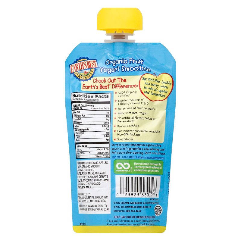 Earth's Best Organic Apple Blueberry Fruit Yogurt Smoothie - 4.2oz