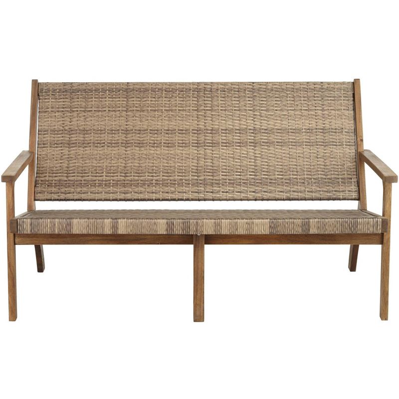 Sunnydaze Outdoor Meranti Wood with Teak Oil Finish Wooden Garden Planter Box Bench Seat - 68" - Brown
