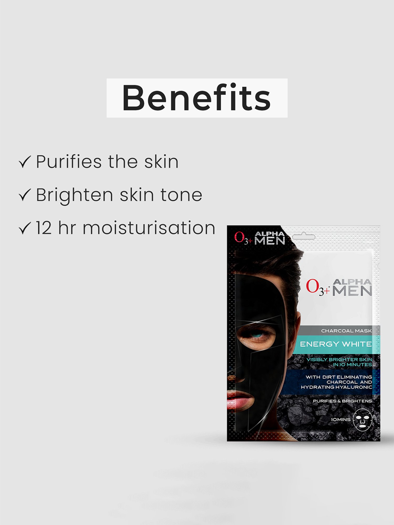 O3+ Alpha Men Energy White Charcoal Face Sheet Mask