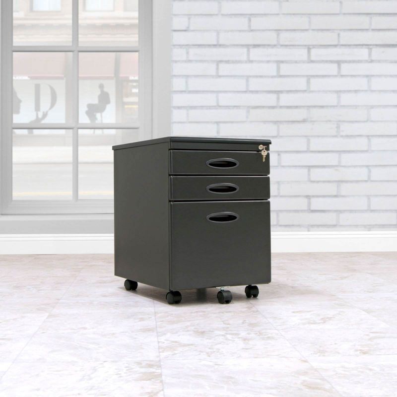 Studio Designs Mobile Home Office 3 Drawer Small File Storage Cabinet, Gray