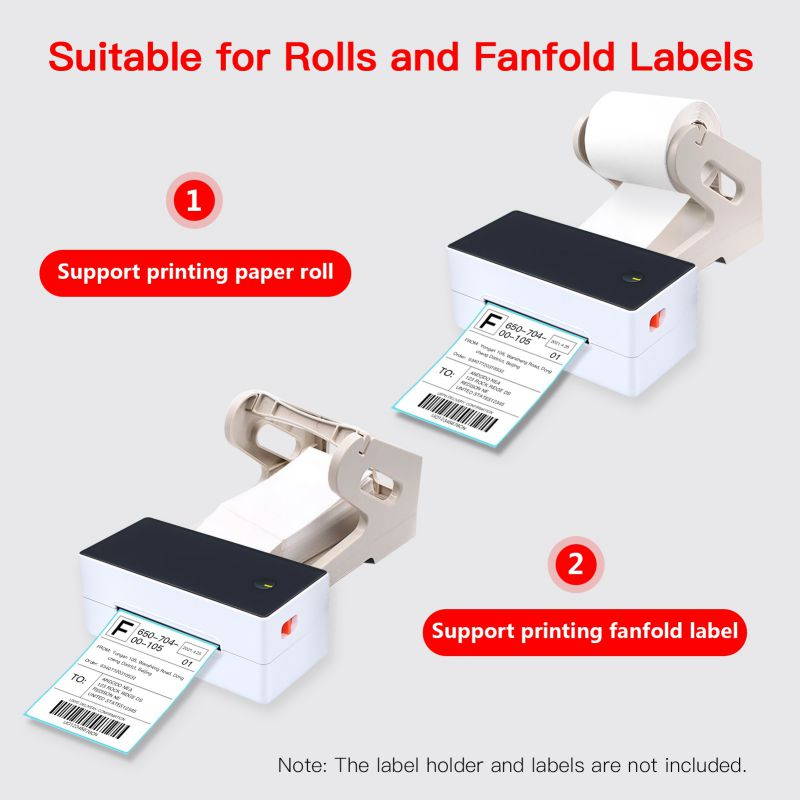 Aibecy Direct Thermal Label Printer Desktop 4x6 Shipping Label Printer USB + BT High Speed Label Maker Sticker 40-120mm Paper Width for Shipping Postage Express Barcodes Mailing Labels Compatible with