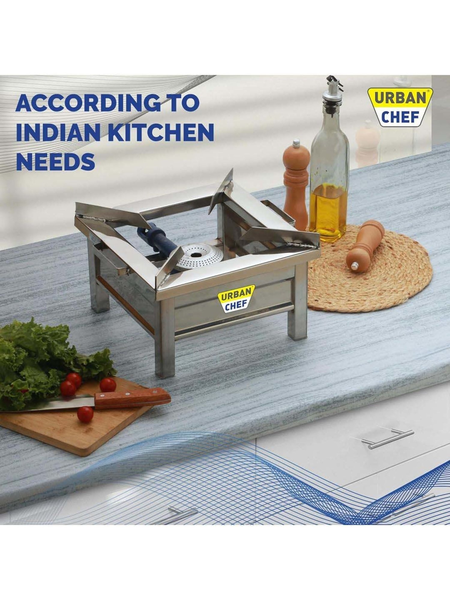 Urban Chef Gas Stove with Single Burner ( Silver )