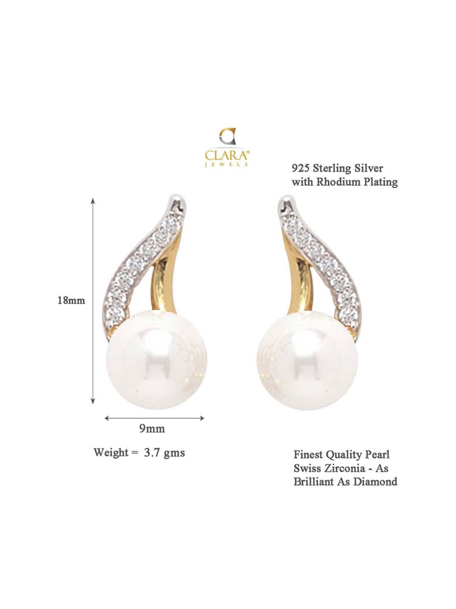 Clara 92.5 Sterling Silver Gold-Plated Swiss Zirconia Asuka Earrings