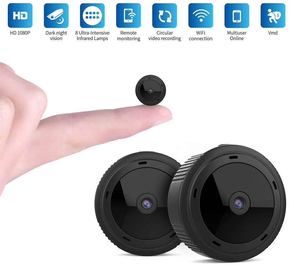 Spy Camera Wireless Hidden Mini WiFi Camera 1080P HD Smallest Security Cameras for Home Car Office with Wide Angle Video Recorder Night Vision Loop Recording APP Support W10