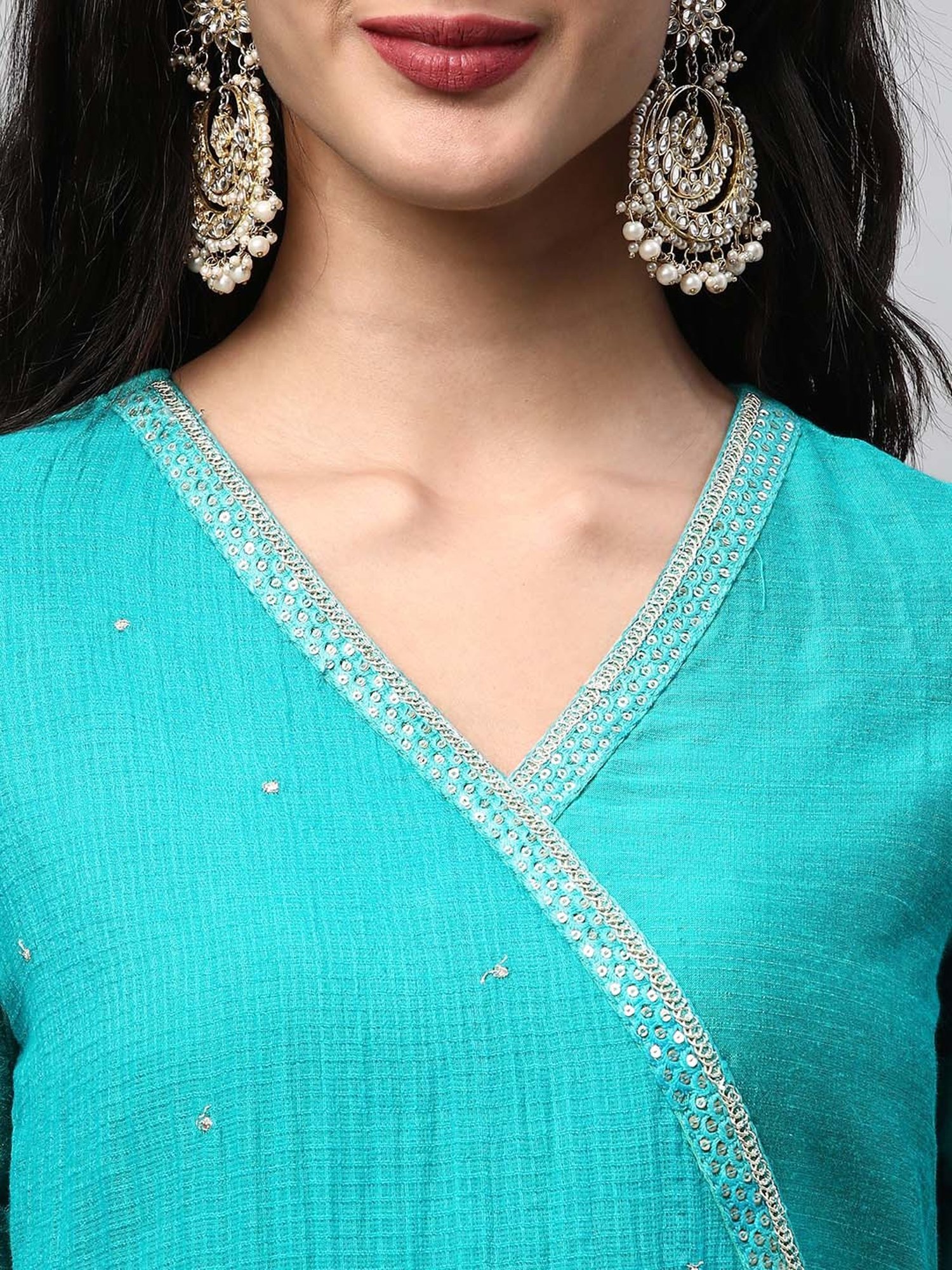 Kami Kubi Blue Embellished Angrakha Kurta