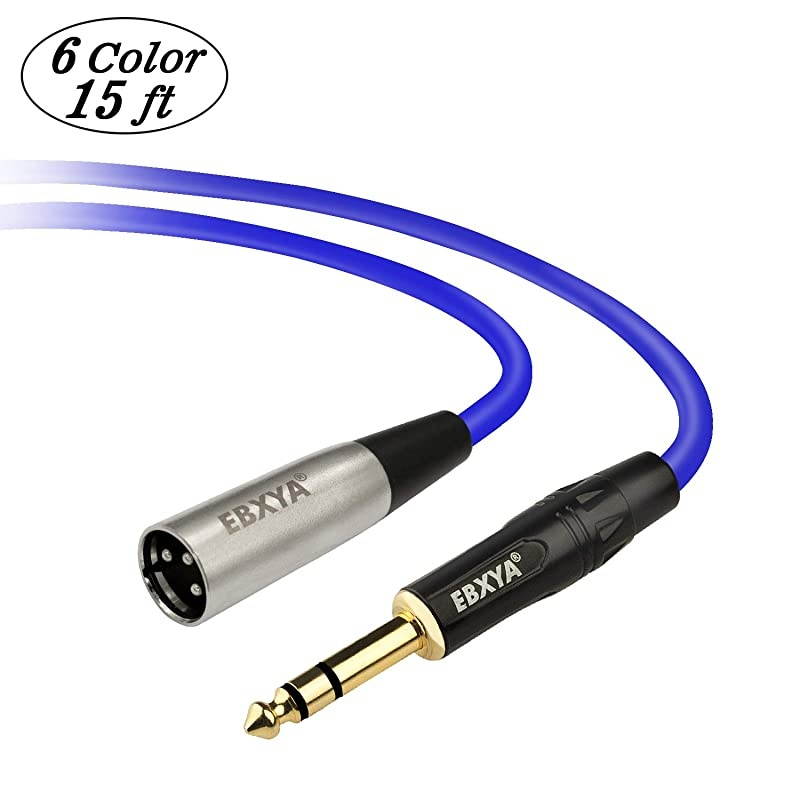 14 TRS to XLR Male Microphone Mic Cable Balanced 6 Color Packs 15 Ft