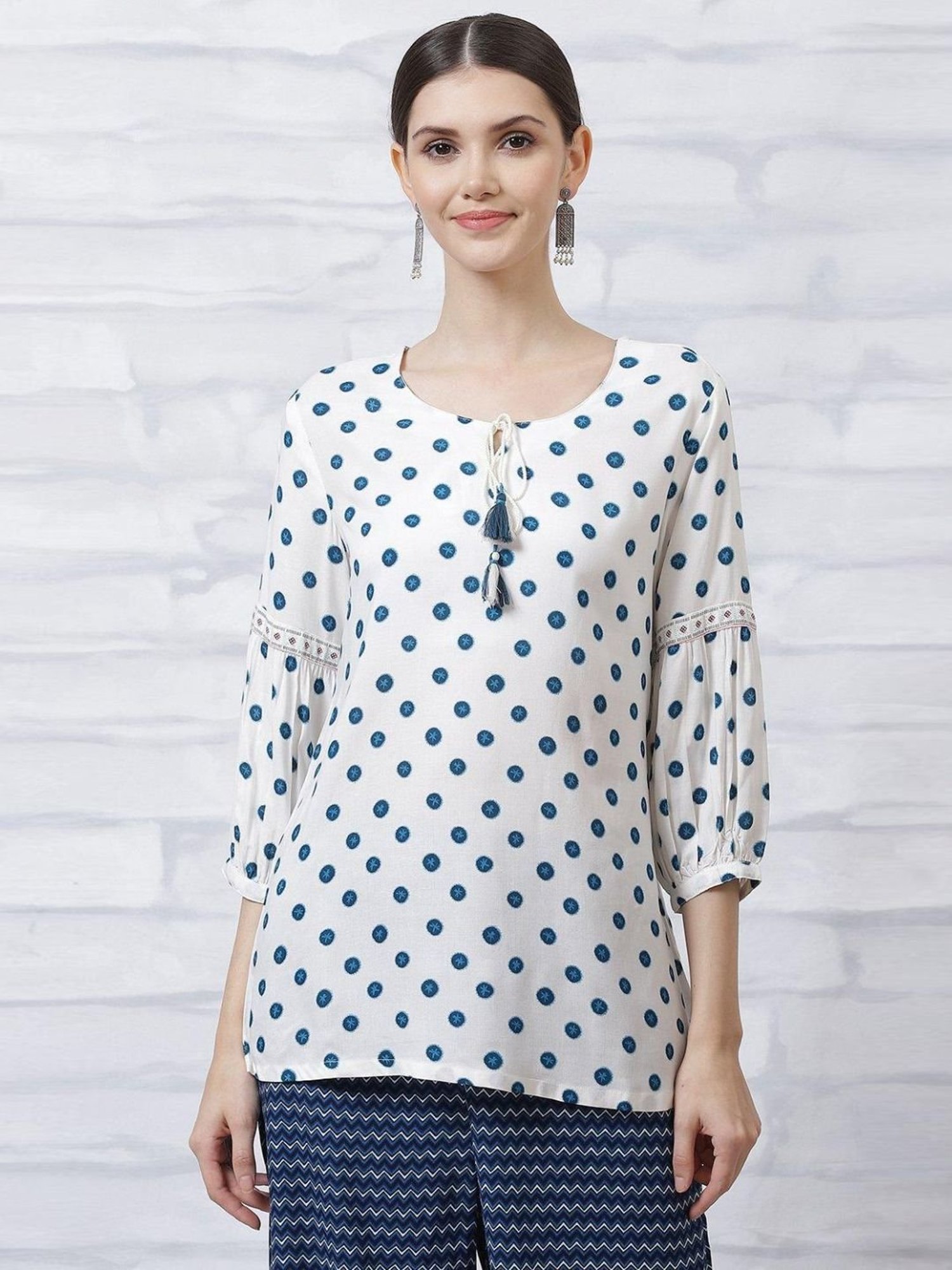 Rangriti White Printed Tunic