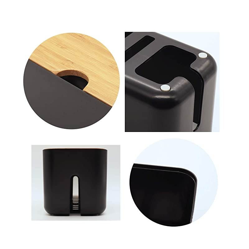 Cable Management Box Small Black Cable Organizer Box for Extension Cord Power Stripe Surge Protector Wire Management Concealer Organizer Cover Hider for Desktop Home Office Kitchen Black
