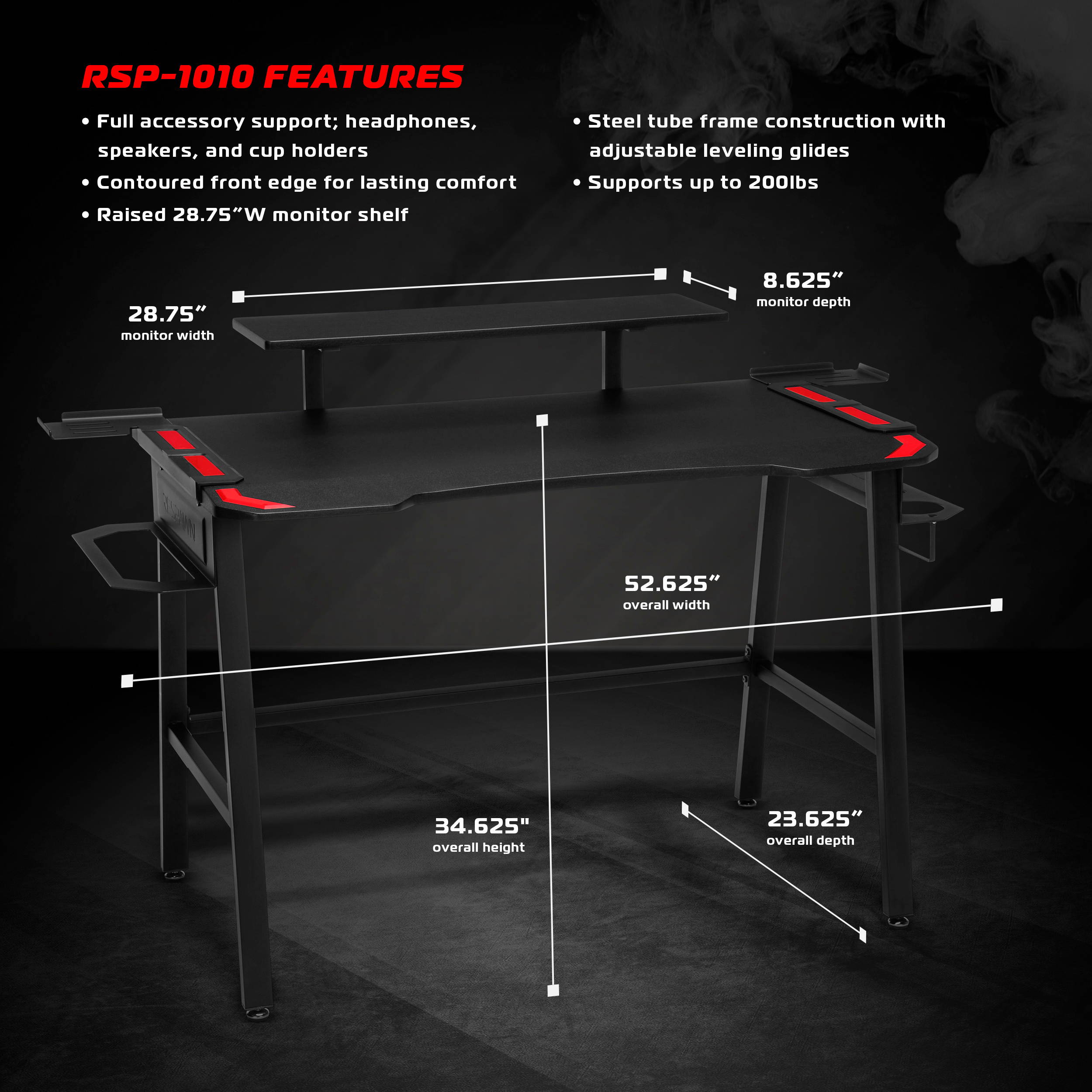 RESPAWN 1010 Gaming Computer Desk, in Red (RSP-1010-RED)