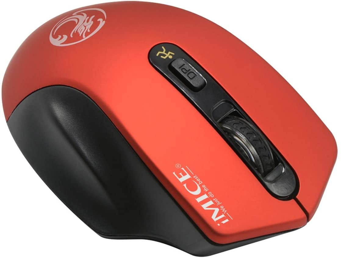 Ergonomic Wireless Silent Pc Mouse - 2.4Ghz Bluetooth Mouse Dpi Three-Speed Adjustment Comfortable to Hold Pc Gaming Mice Smart and Point-Saving Home Office Accessories (Red)